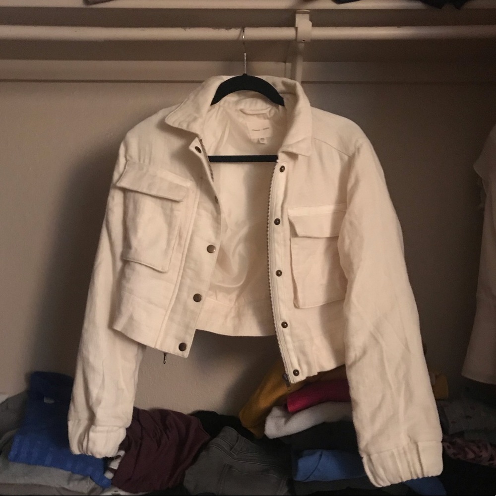 Cream Silence + Noise Crop Jacket